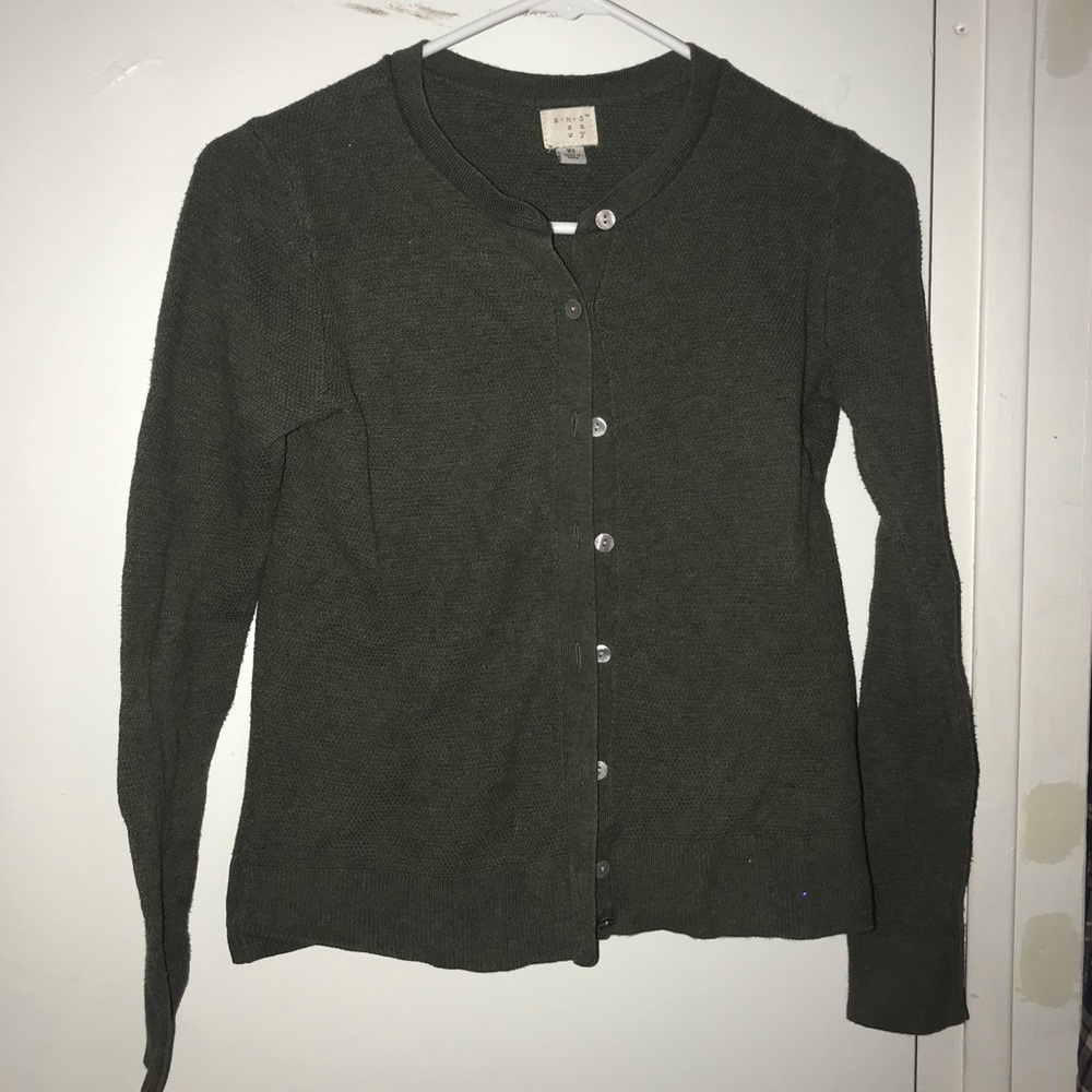 green cardigan